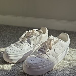 Women's White NIKE Court Vision Alta Leather Platform Sneakers Size 8